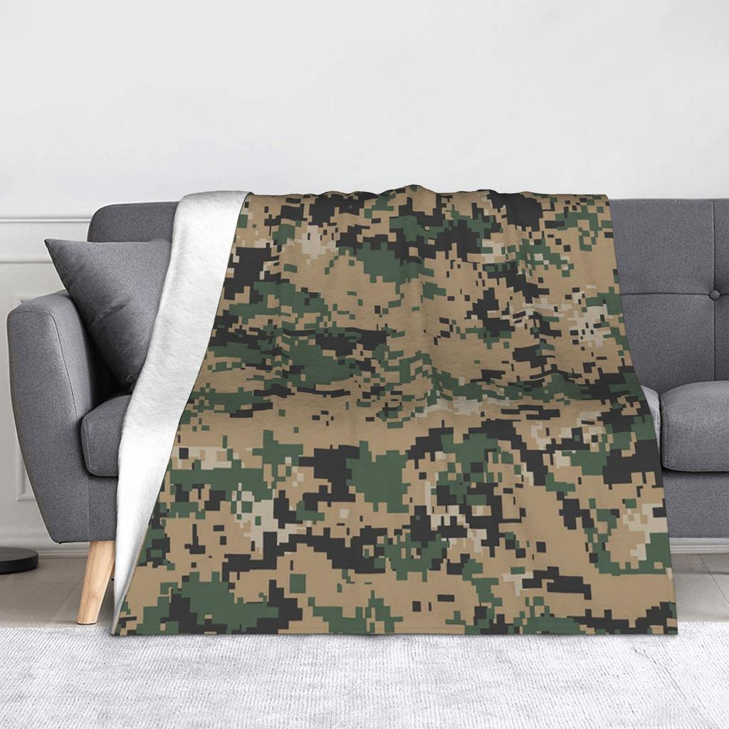 Tree Camouflage Fleece Throw Blankets Hunting Camouflage Pattern Blankets for Bed Travel Soft Plush Thin Quilt