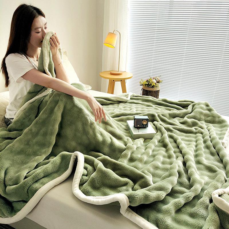 Double-Sided Thickened Fleece Blanket - Rabbit Hair & Coral Fleece Nap Blanket