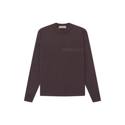 Essentials Long Sleeve Tee with Front Logo Embroidery and Ribbed Crew Neck Men Tops Plum FOG-SS23-077