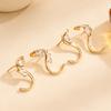 Orecchini a Bottone S-shaped in Rame Intarsiato Zircone Eleganti di Lusso Gioielli Minimalisti Singoli da Donna Unici