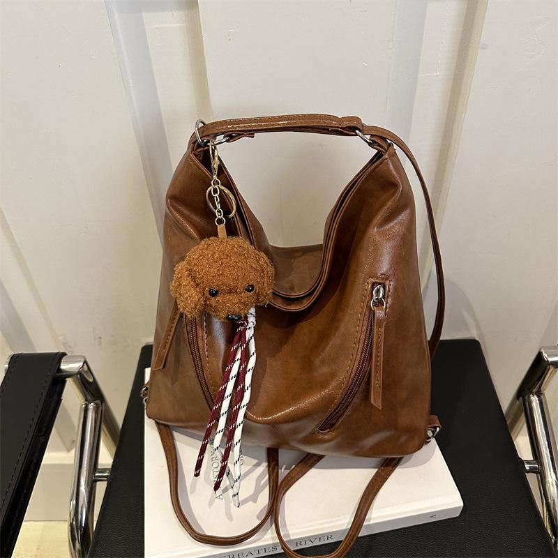 Retro Backpack Bag Women's New Fashion Bag Casual Large-capacity Bear Single Shoulder Oblique Span Bucket Bag