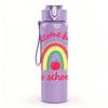 1PC Welcome Back To School Rainbow 750ml Color Plastic Sports Water Bottle Leakproof Flip Straw Lid Suitable for Sports Office Home Use