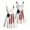 Women Plus Size Off Shoulder Sleeveless Strappy Star Stripe Printed Flared Dress