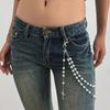 Hip-Hop-Style Kreuzanhänger an Jeanskette, modische Hosenkette mit Kunstperlen, Unisex-Streetwear-Statement-Accessoire für Damen und Herren