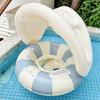 Inel de înot pentru bebeluși cu copertină detașabilă, Gonflabil cu dungi, Scaun plutitor pentru piscină cu mâner, Inel pentru piscină cu protecție solară pentru copii mici