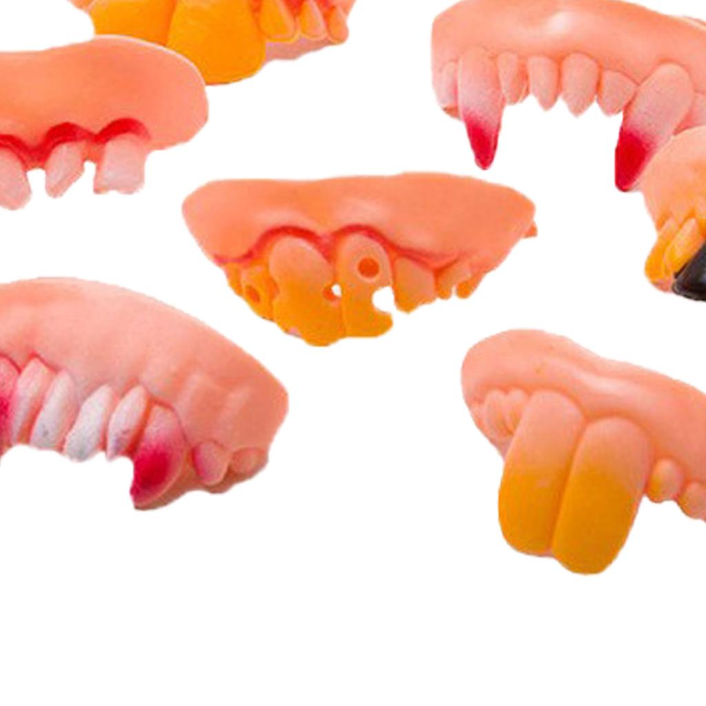 10PCS Dentures Toy Funny Realistic Plastic Teeth Decoration Props for Cosplay Costume Party Shows
