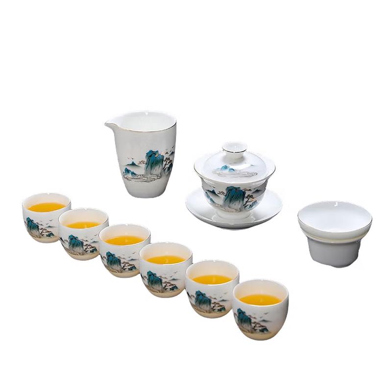 Yunyan Dehua White Porcelain Mutton-fat Jade 10-Piece Tea Set