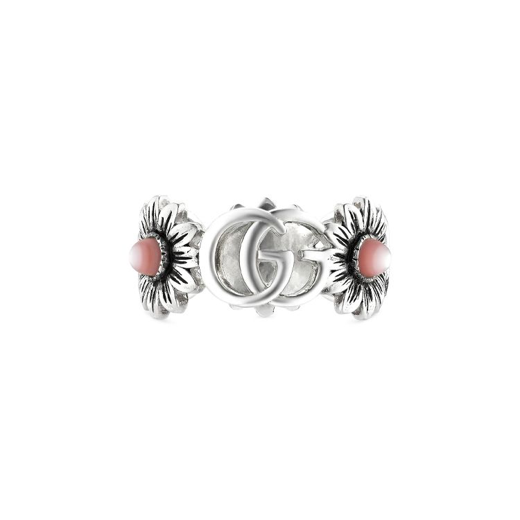 

Gucci GG Marmont Double G Logo Classic Quilted Vintage Finish Shiny 925 Silver Ring Women ring Black 527394-J8440-8164 Dust Bag+Box (Random Color),13
