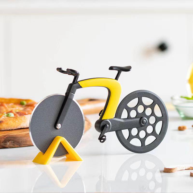 Creative Pizza Cutter Bicycle Shape Pizza Cutter Reusable Pizza Slicer Picnic Practical Stainless Steel Kitchen Accessories
