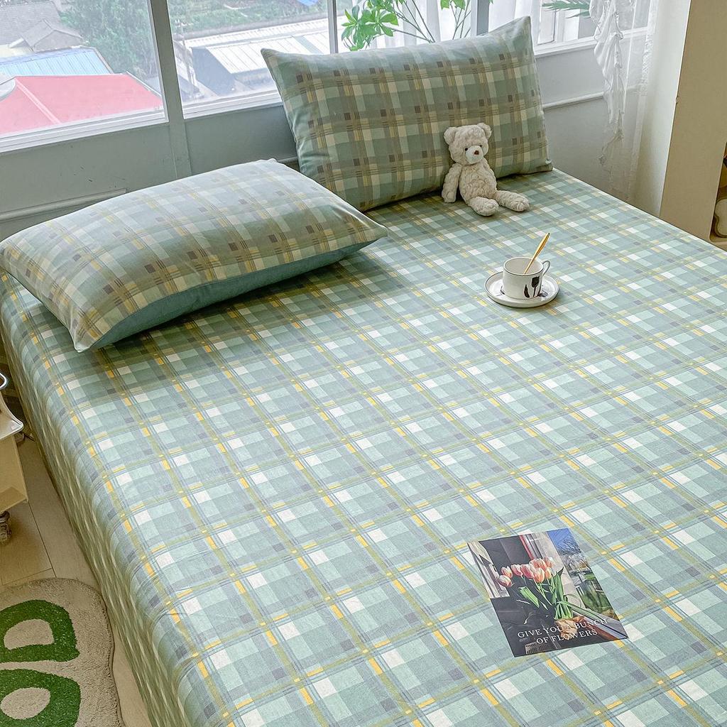 Pure Cotton Three-Piece Bed Sheet Set - Coarse Cloth, Fitted, Suitable for Dorms and Babies