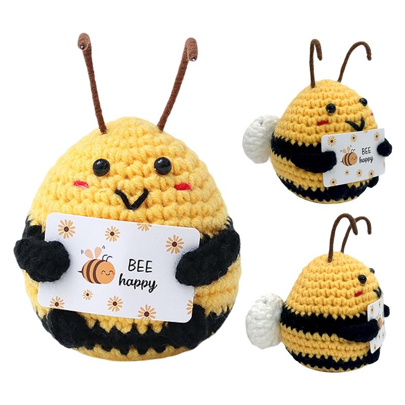 Cute Handwoven Positive Energy Duck Ornaments Bee Sunflower Crochet Ornament Room Decor Gift for Guests Car Interior Accessorie