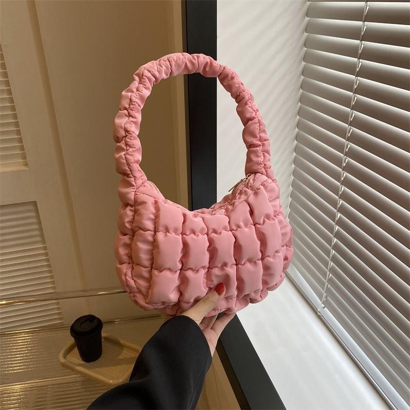 Stylish Soft Shell Multi-color Large Handbag Featuring Pleated Cloud Tote Style Ideal For Everyday Use
