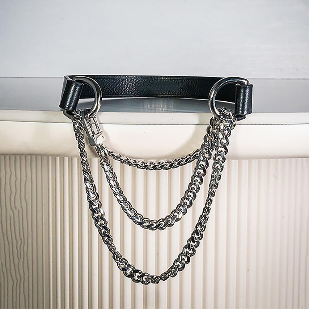 Handmade Black PU Leather Choker Collar For Women, Adjustable HiphopTriple-Layer Slip Chain Necklace Fashion Jewelry Necklace