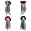 Halloween Floral Veil Headbands Mesh Lace for Women Cosplay Carnival Hair Props