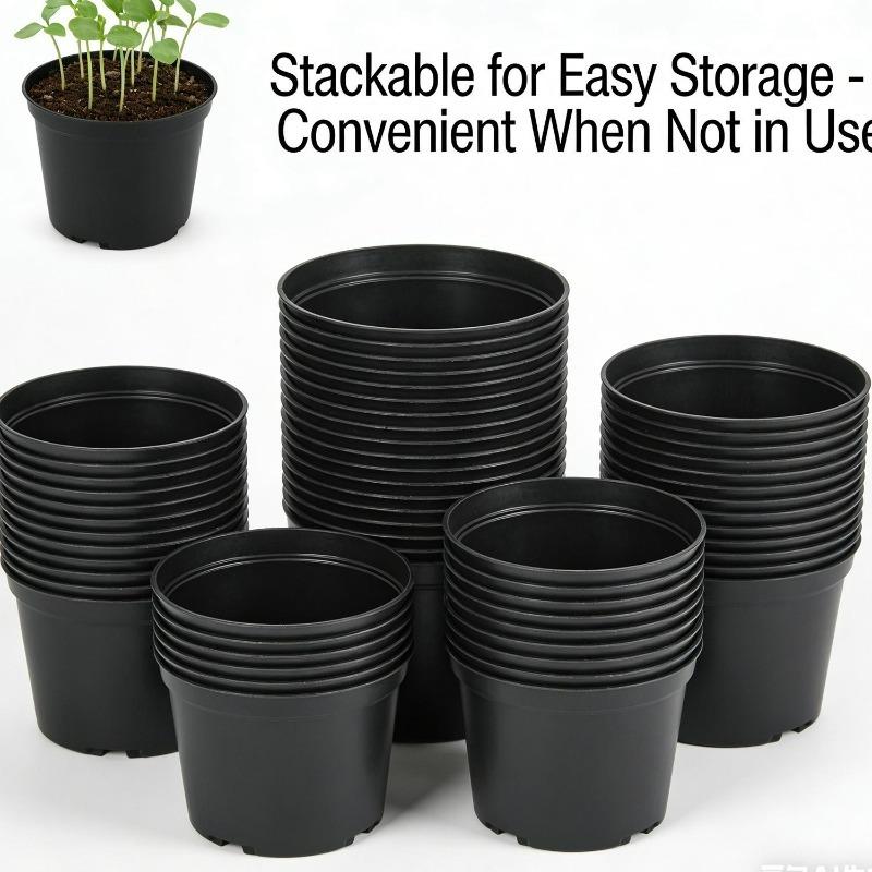 10PCS Black Plant Nursery Pots with Drainage Holes Home Indoor Outdoor Balcony Garden Planting Flower Pots Plastic Grow Boxes