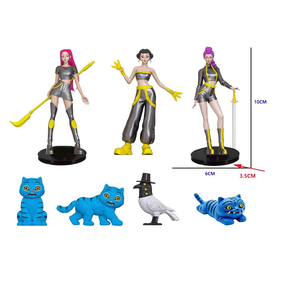 Anime kpop Demon Hunters Action Figure Set Rumi Mira Zoey Blind Box Tiger Toy Phone Car accessories Ornament for Kids Gifts