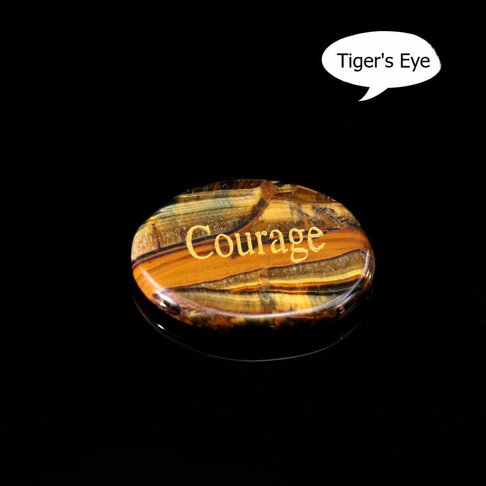 Natural crystal stone, thumb decompression, mixed color, engraving, palm, power stone, oval shape, mixed color crystal piece