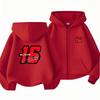 Moletom com Zíper Vermelho da Moda Para Meninos Cool Graffiti Número 16 Design de Logo no Peito Manga Longa Leve Casaco Externo de Rua