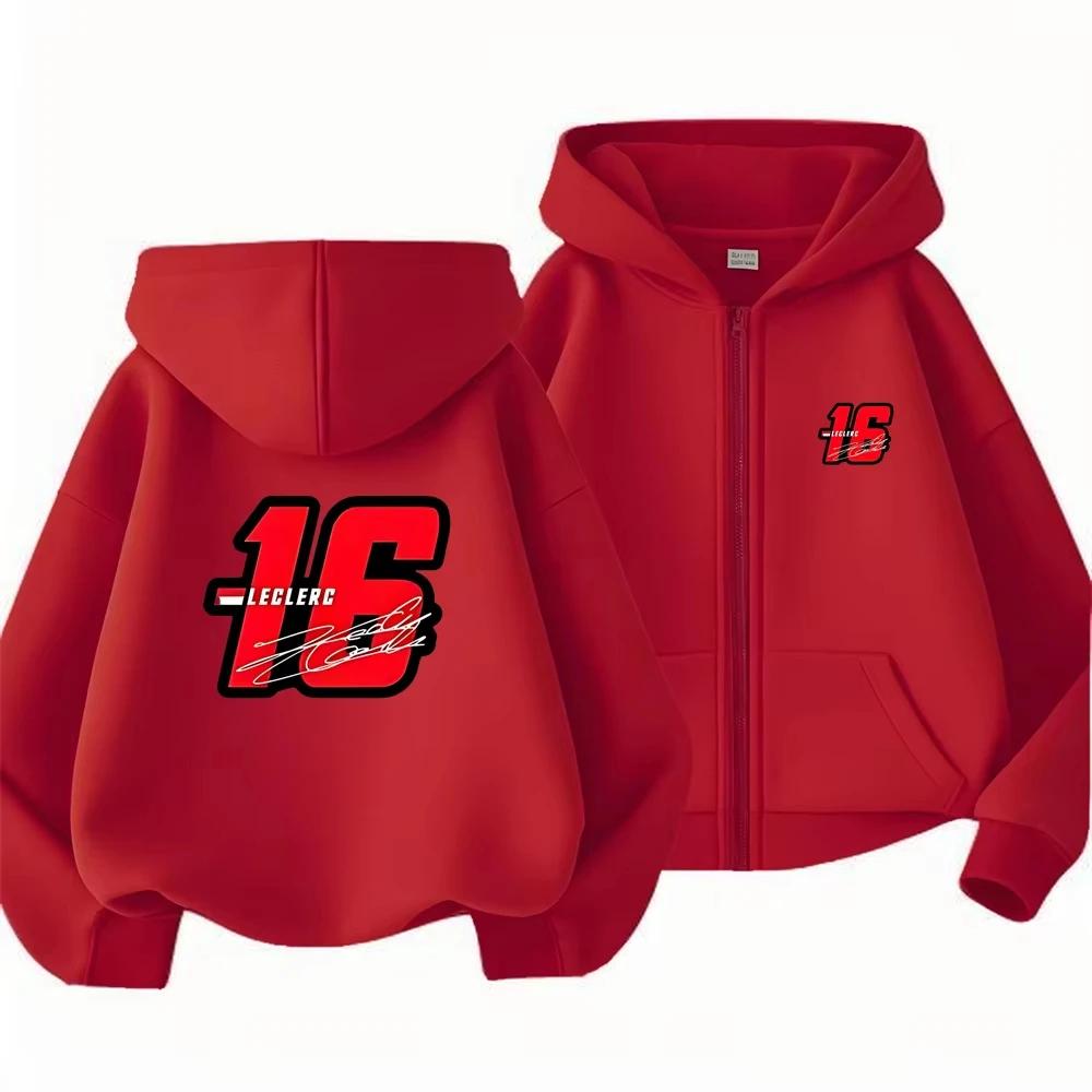 Moletom com Zíper Vermelho da Moda Para Meninos Cool Graffiti Número 16 Design de Logo no Peito Manga Longa Leve Casaco Externo de Rua