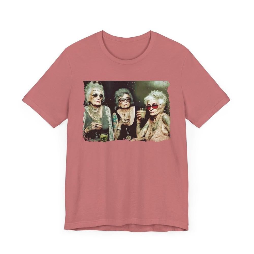 

Funny Aging Ladies Martini Tattoo Graphic Tee Stylish Women039;s Humor Shirt Unisex T-Shirt L