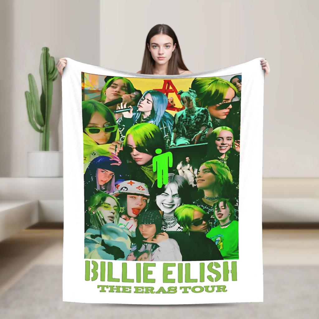 B-Billies Eilish Eras Tour Blanket Flannel Textile Decor Breathable Ultra-Soft Throw Blankets for Bed Car Bedspreads