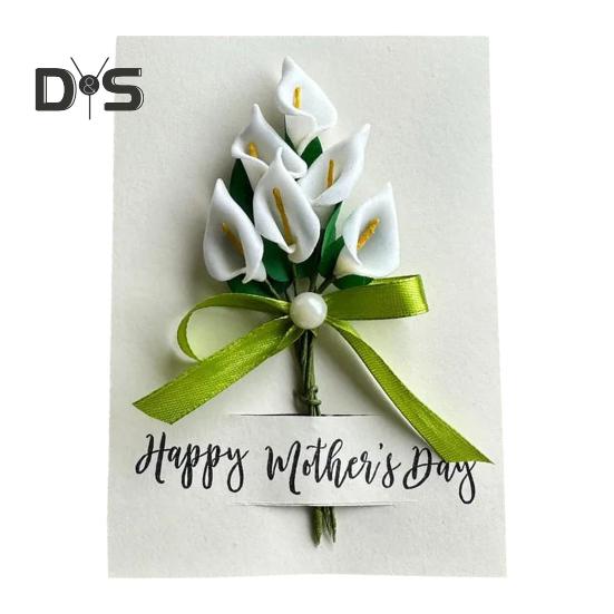 

Открытка на День матери с каллой Искусственный цветок каллы Поздравительная открытка Ручная работа Букет цветов 3D Открытка для мамы, бабушки 1pc