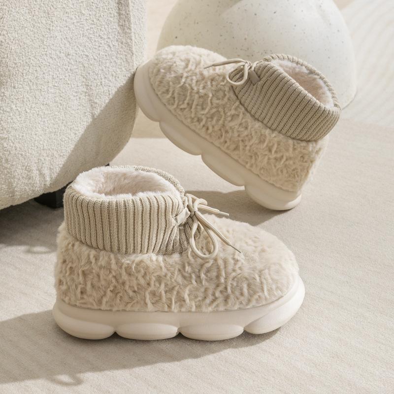 Cotton slippers autumn and winter Internet celebrities ins versatile warm and velvet outer wear EVA thick bottom bag head hair mop