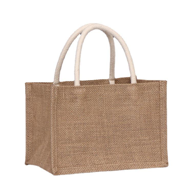 Jute Handbag - Laminated 3D Burlap Tote, Blank Linen Design, Logo Printable.