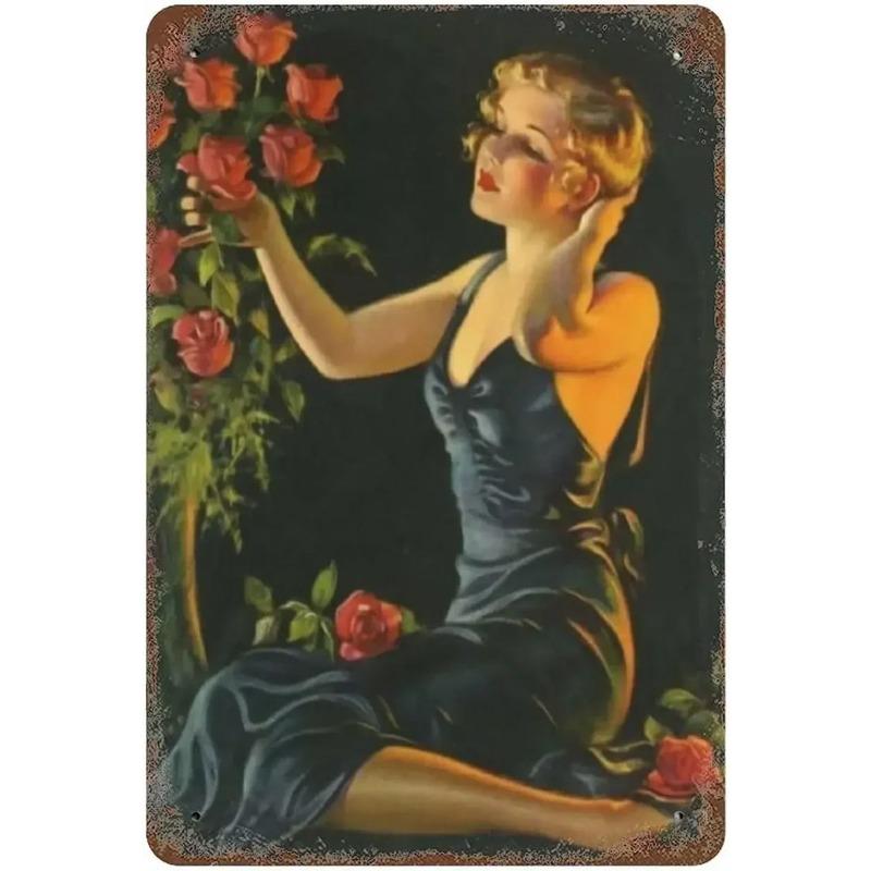 Pin-Up Girl Metal Sign, Vintage Wall Art Decor 30x20cm