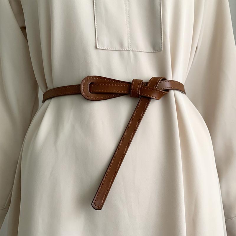 

Korean Fashionable Style Womens Skinny Waist Belt Crafted From Premium Leather коричневый