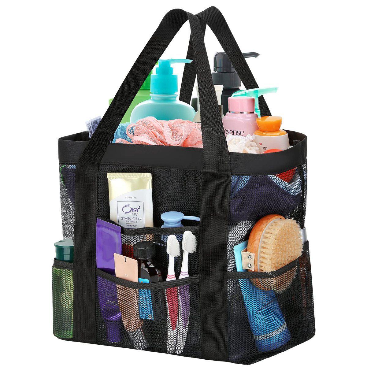 

Mesh Shower Caddy: Travel Tote for Bathroom Storage, Toiletries, and Swimming Gear чёрный