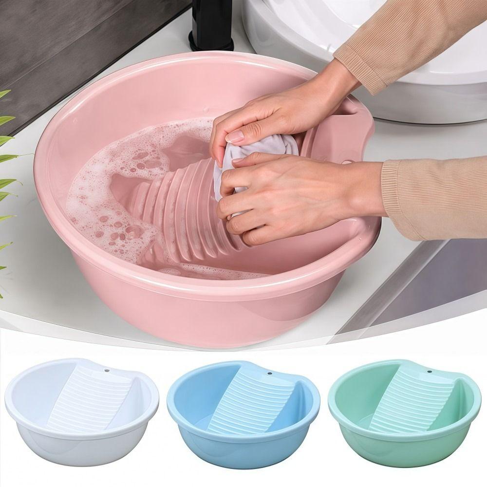 Thickened Washboard Basin Plastic Laundry Tub Underwear Cleaning Basin  For Hand Washing Clothes