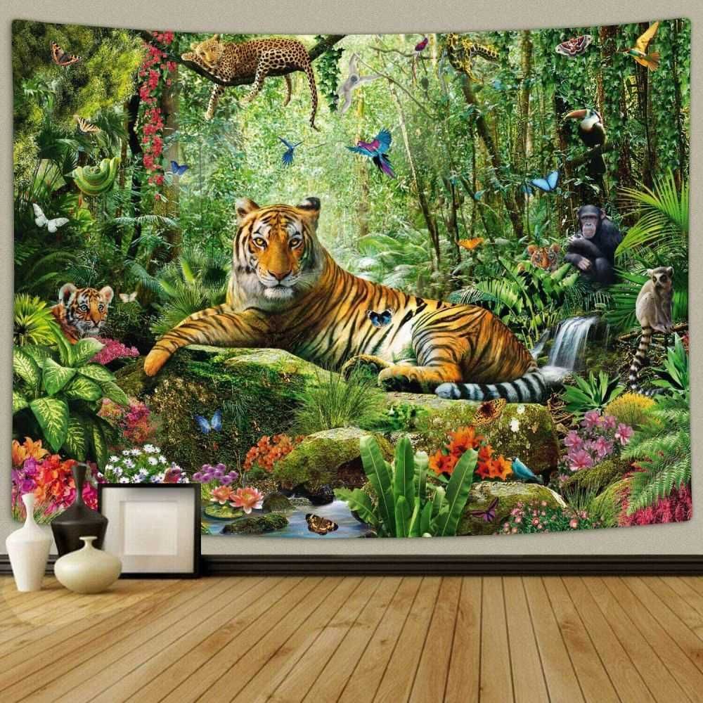 Tapestry forest tiger nature 75x100