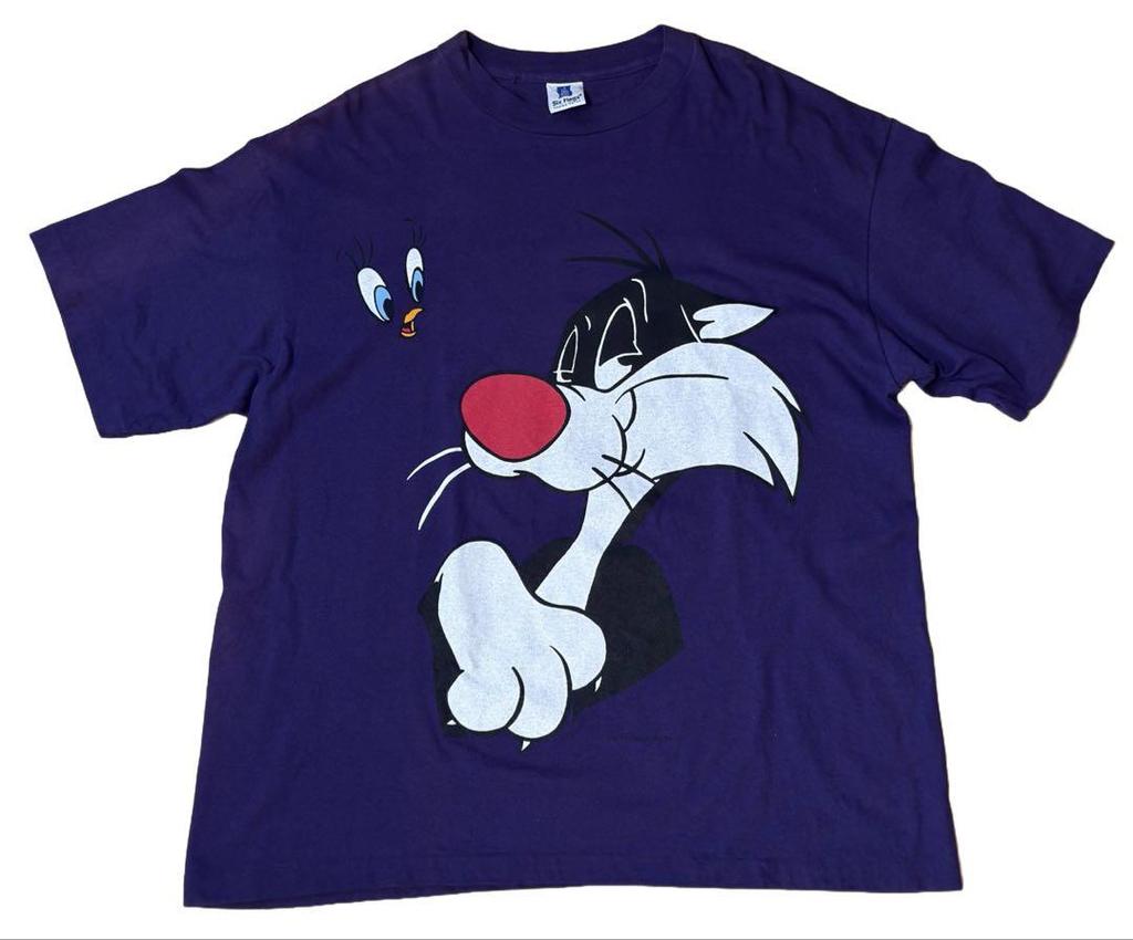[USED] Made In USA 90s Looney Tunes T-shirt, Sylvester and Tweety, Purple