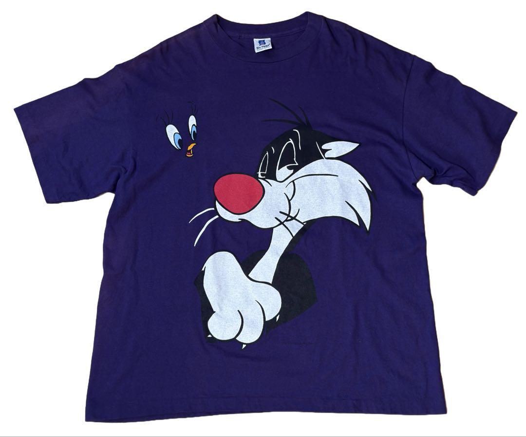 

[USED] Made in USA 90s Looney Tunes T-shirt, Sylvester and Tweety, purple
