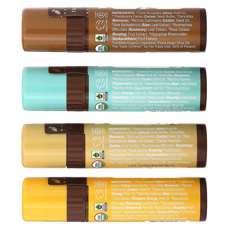 Cocoa Butter Lip Balms Set, 4 Pack, 0.25 oz (7 g) Each