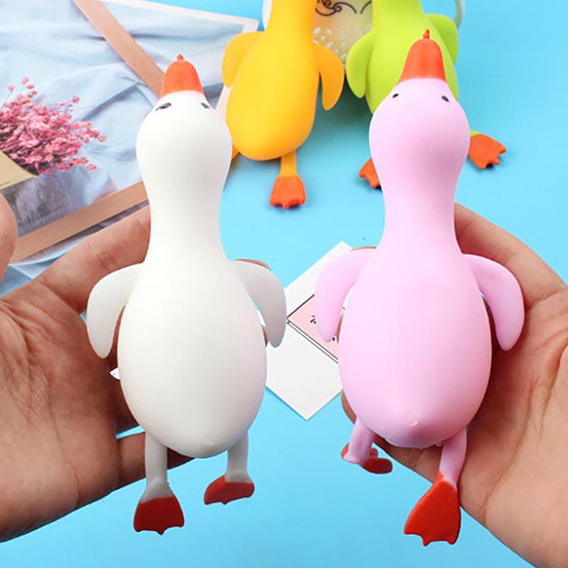 1Pc Duck Shape Toy Bounce And Decompression Big White Goose Cartoon Shape Pressure Relief Duck Lala Duck