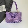 Versatile Shiny Sequin Shoulder Bags for Women Large Capacity Ladies Casual College Tote Bag Simple Solid Color Female Handbags