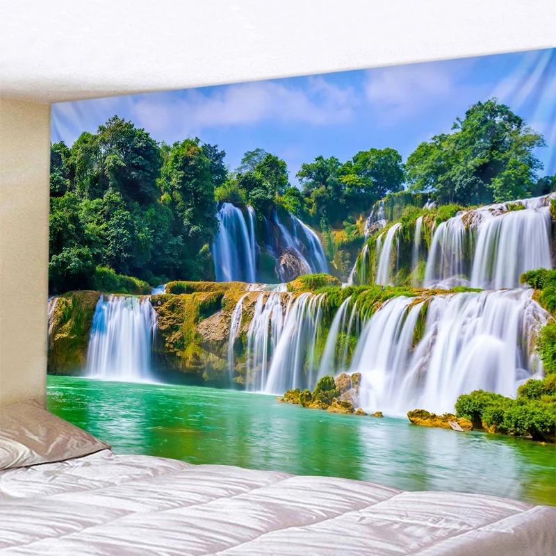 

Природный лесной пейзаж с ручьем, настенное украшение для дома, гобелен, офисный гобелен для гостиной 100x75cm