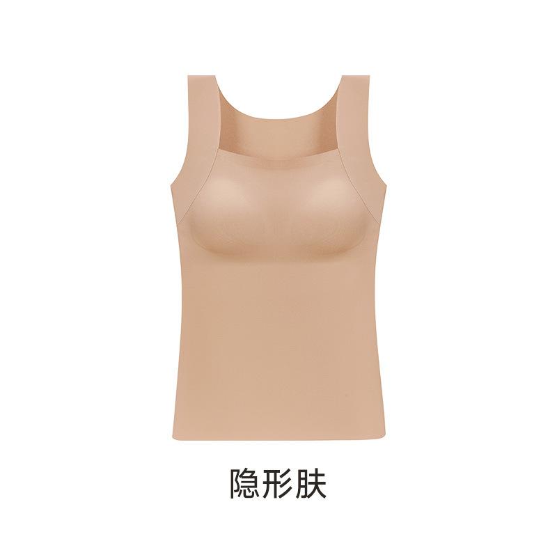 

Camellia high elastic warm back square neck vest soft pull gather slim fit seamless simple bottoming shirt M ( 42.5-52.5kg )