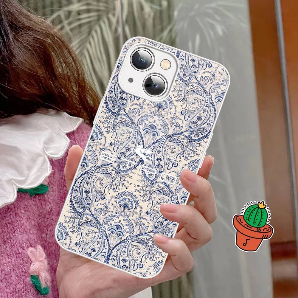 Classic Design E-Etro For IPhone 14 13 12 Mini 11 Pro XS Max X XR 14 Plus Tempered Glass Cover