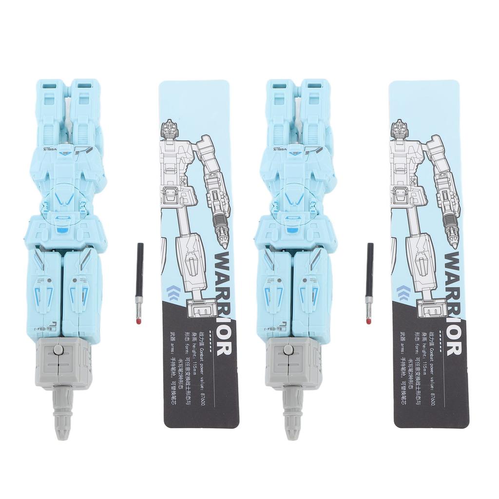 2Pcs Deformation Robot Toy Deformation Robot Pen Disassemble Student Study Stationery Light Blue