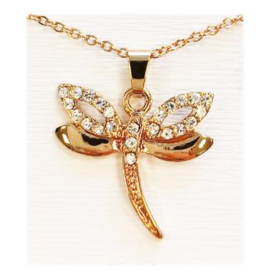 [R8133] - Golden White 'Dragonfly' Designer Necklace - 23x20 Mm