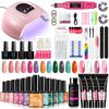 12 Colors Gel Nail Polish Kit with Extension Gel, LED Lamp, Nail File, Complete Nail Art Set for Home Use, Shein Hot Selling