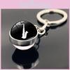 Stylish Drum Pattern Keychain With Double-sided Glass Ball Pendant For Music Fans
