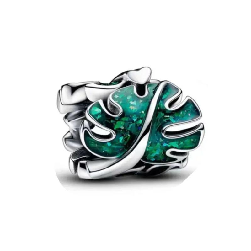 

925 Sterling Silver Green Clover Bead Pendant Exquisite Bracelet DIY Charm European Style Jewelry