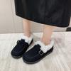 Large Size Cotton Shoes Winter New Round Toe Deep Mouth Suede Metal Buckle Soft Sole Anti-slip Wear-resistant Flats