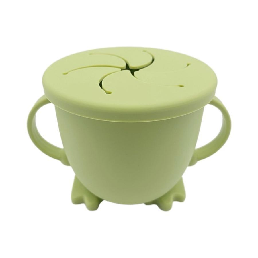 

Чашка для закусок для младенцев и детей, портативная силиконовая чашка для обучения и тренировок, противоскользящая, для питья зелёный
