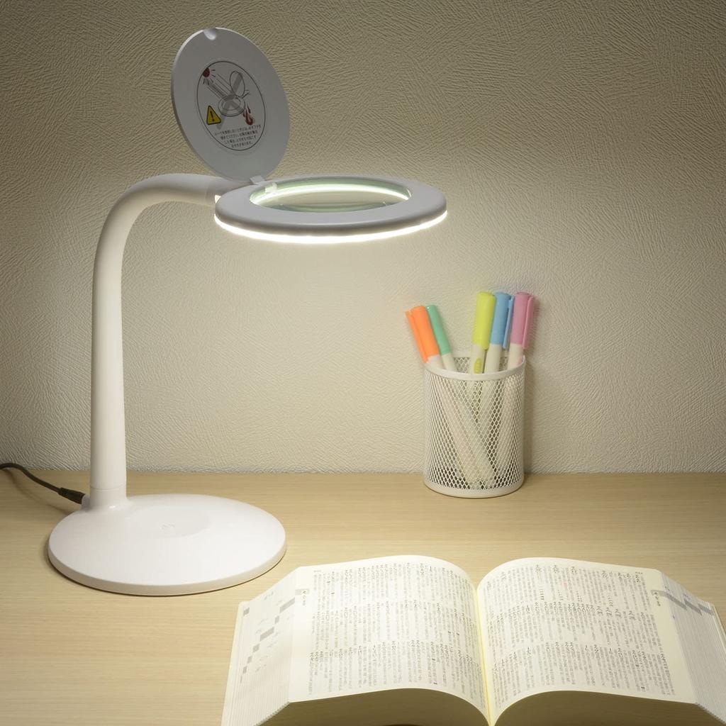 L-Zoom LED Stand Light with Magnifying Glass, White, DS-L24ZS-W 08-0787