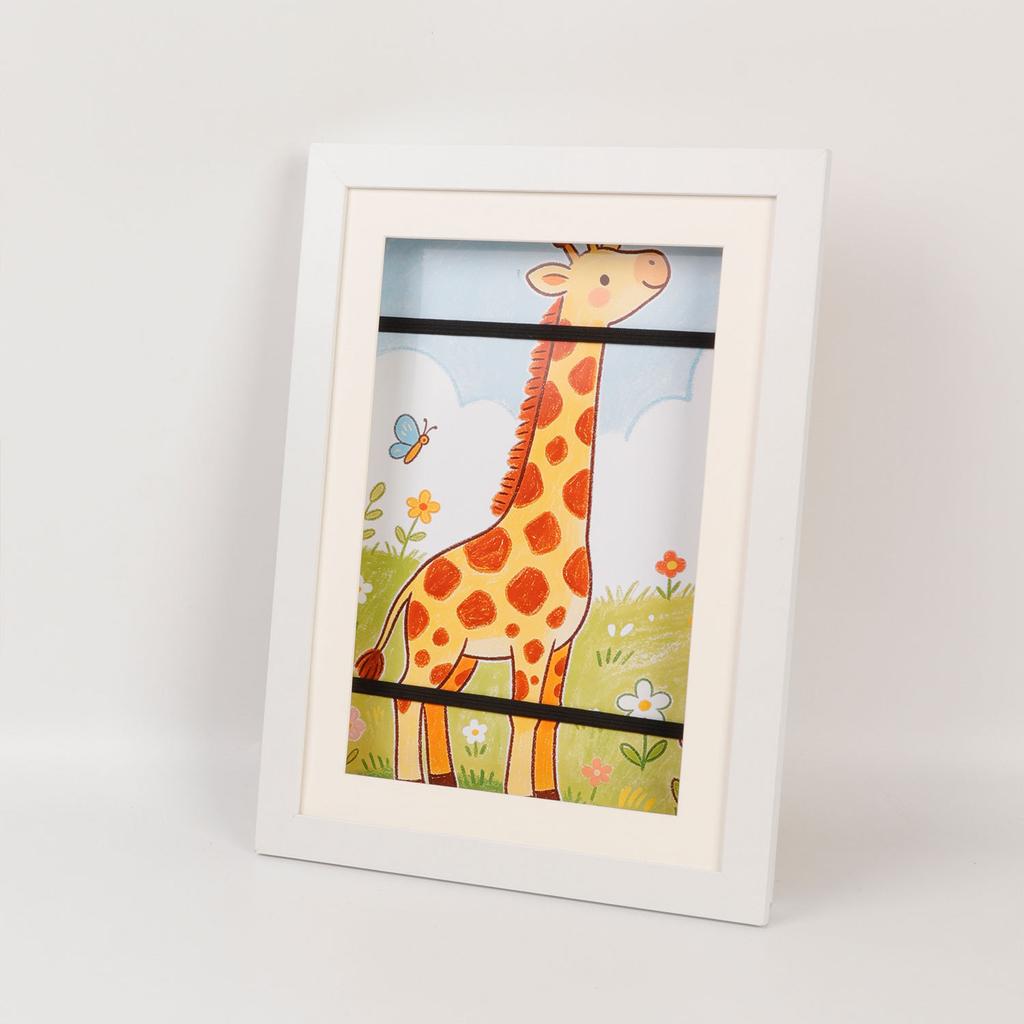 Sturdy A4 Kids Artwork Frame Without Mat Magnetic Front Opening Door Holds 100 Art Pieces Children Wall Mounted Storage Frame